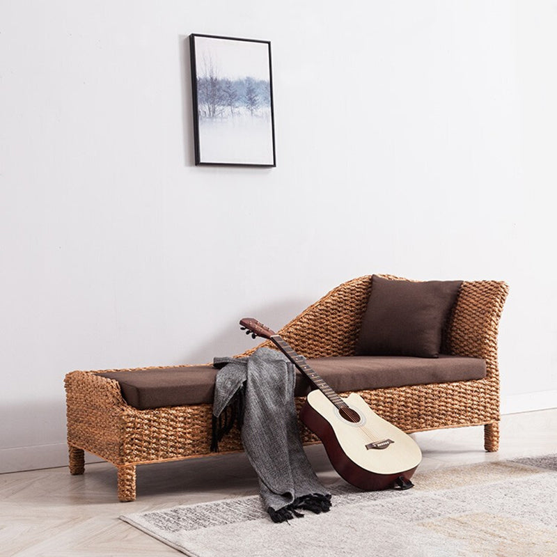 Farmhouse Style Chaise Lounge Chair Rattan Chair for Bedroom