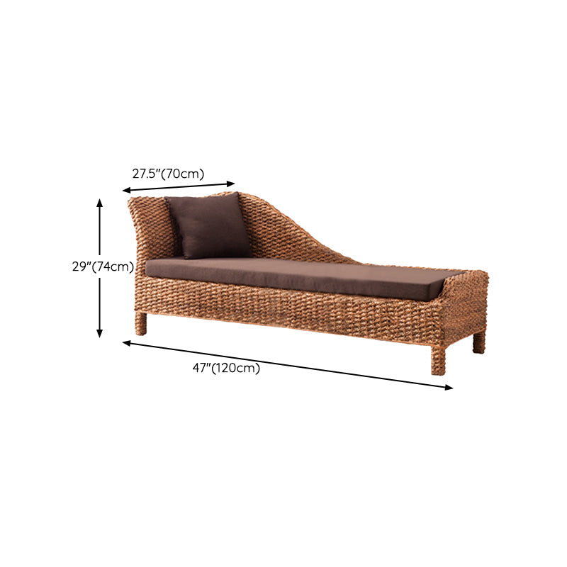 Farmhouse Style Chaise Lounge Chair Rattan Chair for Bedroom