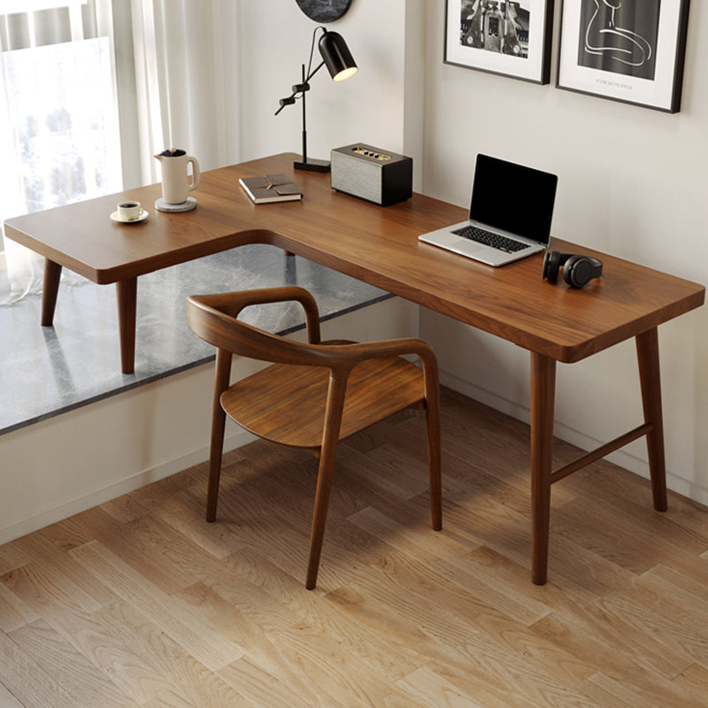 Modern Wooden Office Desk L-Shape Task Desk with 4-Legs for Home
