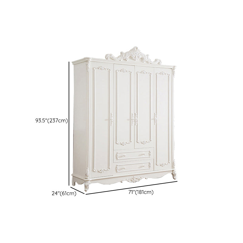 Modern Style White Wardrobe Cabinet Wood Clothes Rail Wardrobe Armoire