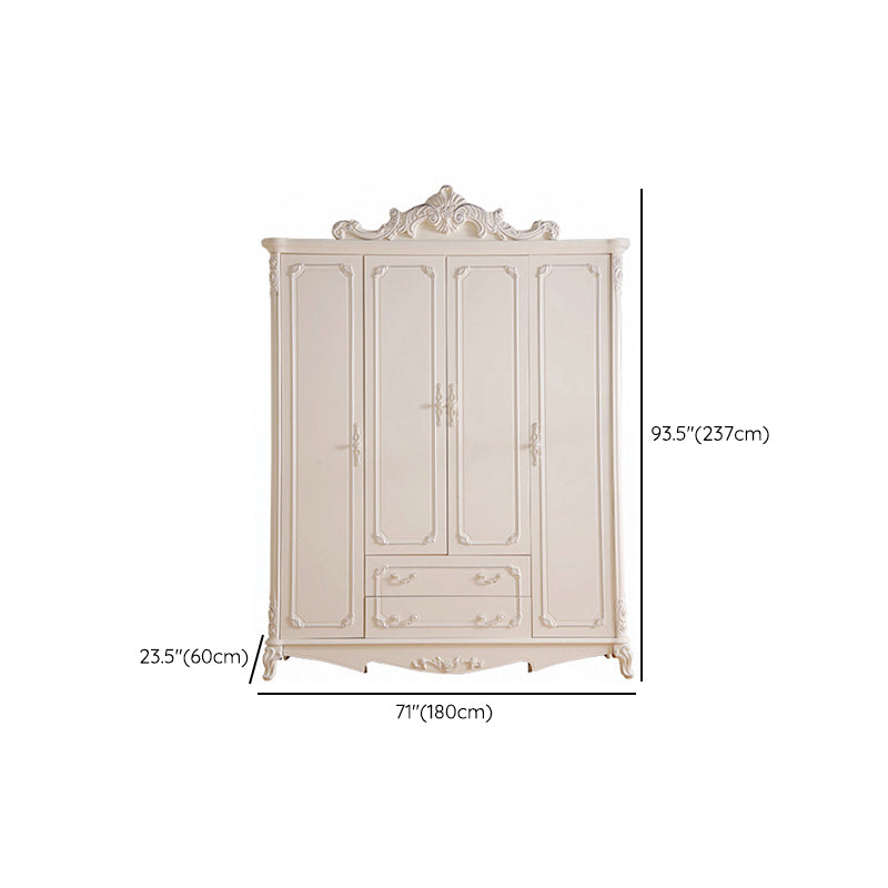 Modern Style White Wardrobe Cabinet Wood Clothes Rail Wardrobe Armoire