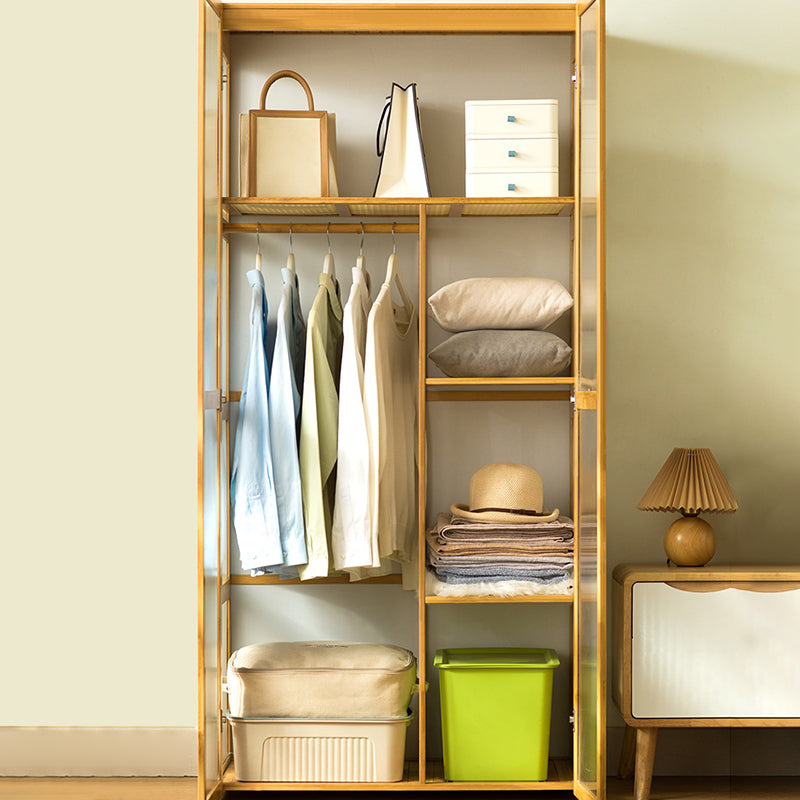 Modern Style Wardrobe Cabinet Wood Clothes Rail Wardrobe Armoire for Home