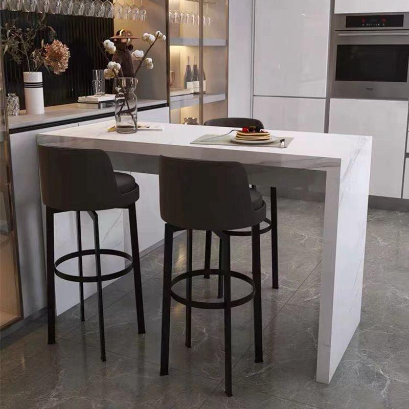 Glam Style Bar Table Faux Marble Rectangle Bar Dining Table for Living Room