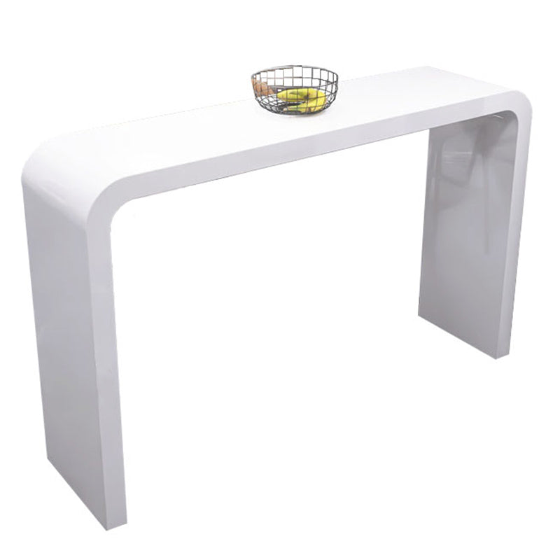 Contemporary Style Bar Table White Wood Bar Dining Table with Double Pedestal Base