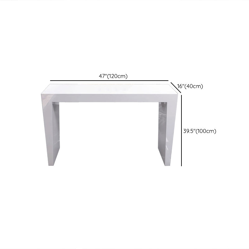 Contemporary Style Bar Table White Wood Bar Dining Table with Double Pedestal Base