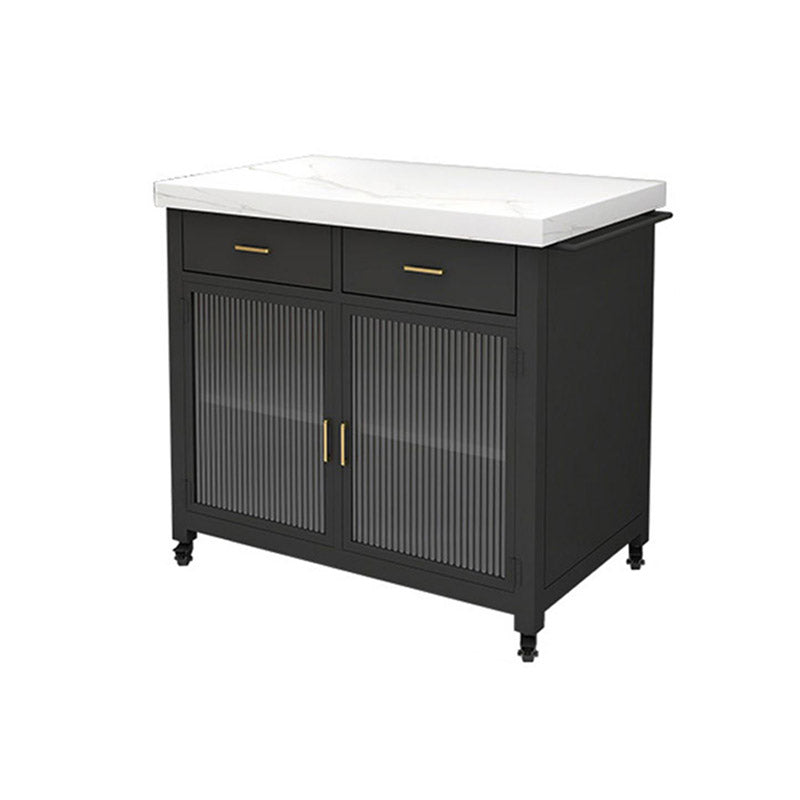 Dining Room Kitchen Island Table Modern Marble Prep Table with Storage Cabinet