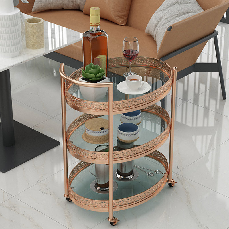 Modern Open Storage Prep Table Oval Dining Room Kitchen Trolley