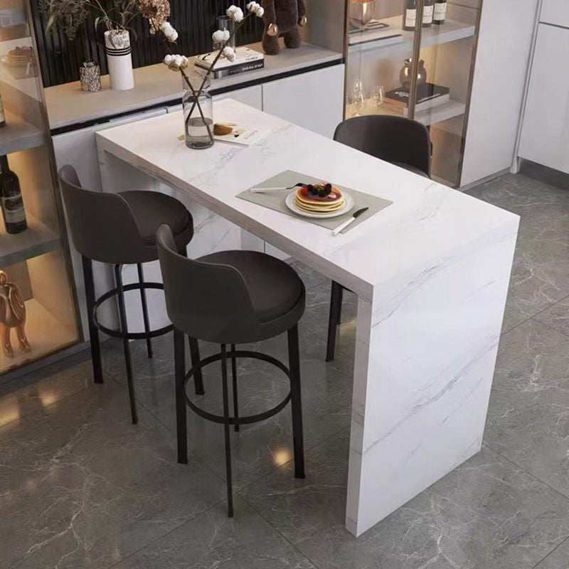 Glam Style Rectangle Bar Table White Colour Faux Marble Bar Dining Table