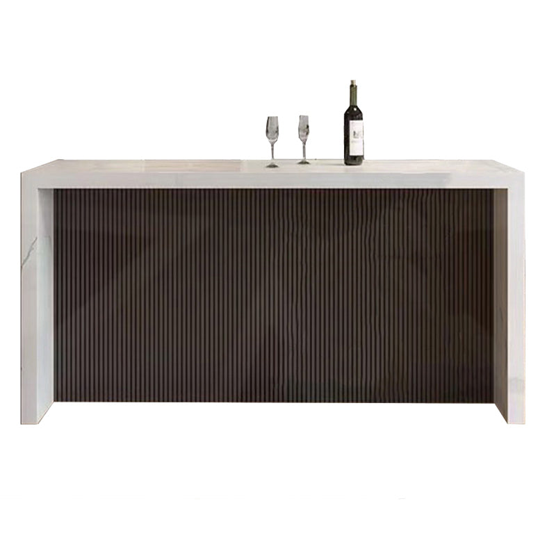 Glam Style Rectangle Bar Table White Colour Faux Marble Bar Dining Table