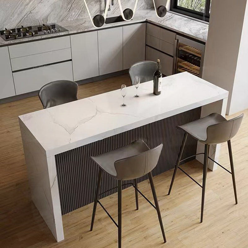 Glam Style Rectangle Bar Table White Colour Faux Marble Bar Dining Table