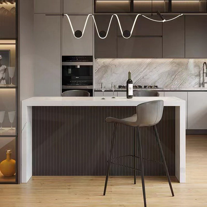 Glam Style Rectangle Bar Table White Colour Faux Marble Bar Dining Table