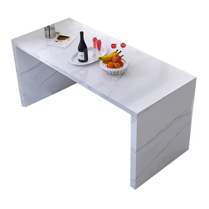 Glam Style Rectangle Bar Table White Colour Faux Marble Bar Dining Table