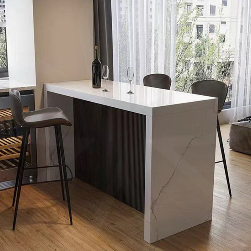 Glam Style Rectangle Bar Table White Colour Faux Marble Bar Dining Table