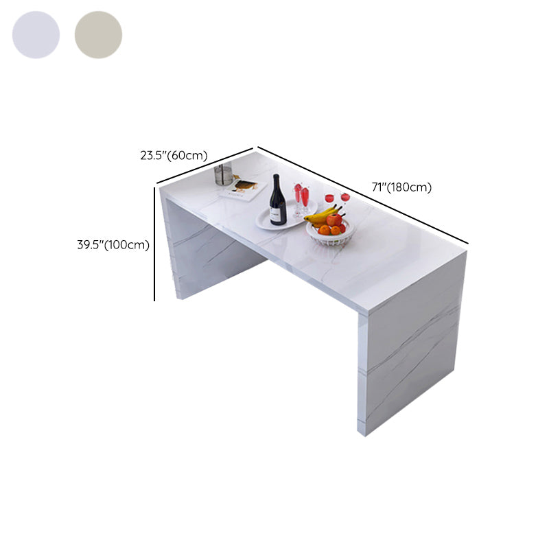 Glam Style Rectangle Bar Table White Colour Faux Marble Bar Dining Table