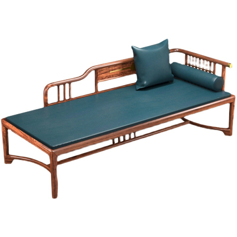 Living Room Chaise Rolled Arms Traditional Upholstered Chaise Lounge with Wooden Base