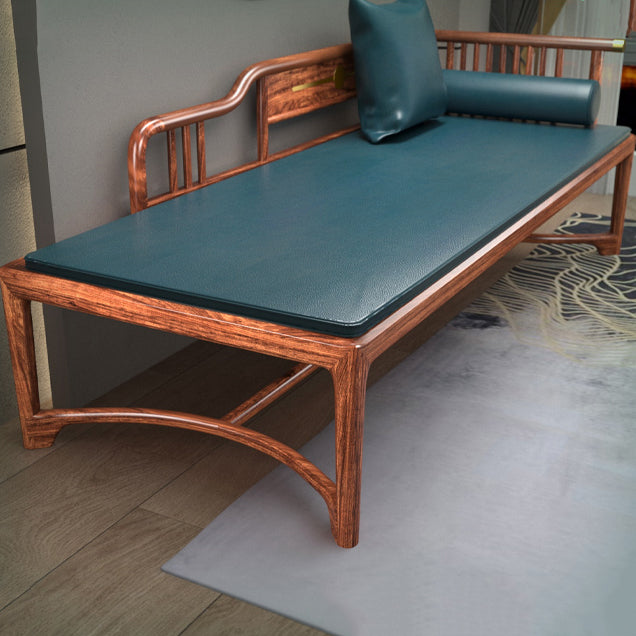Living Room Chaise Rolled Arms Traditional Upholstered Chaise Lounge with Wooden Base