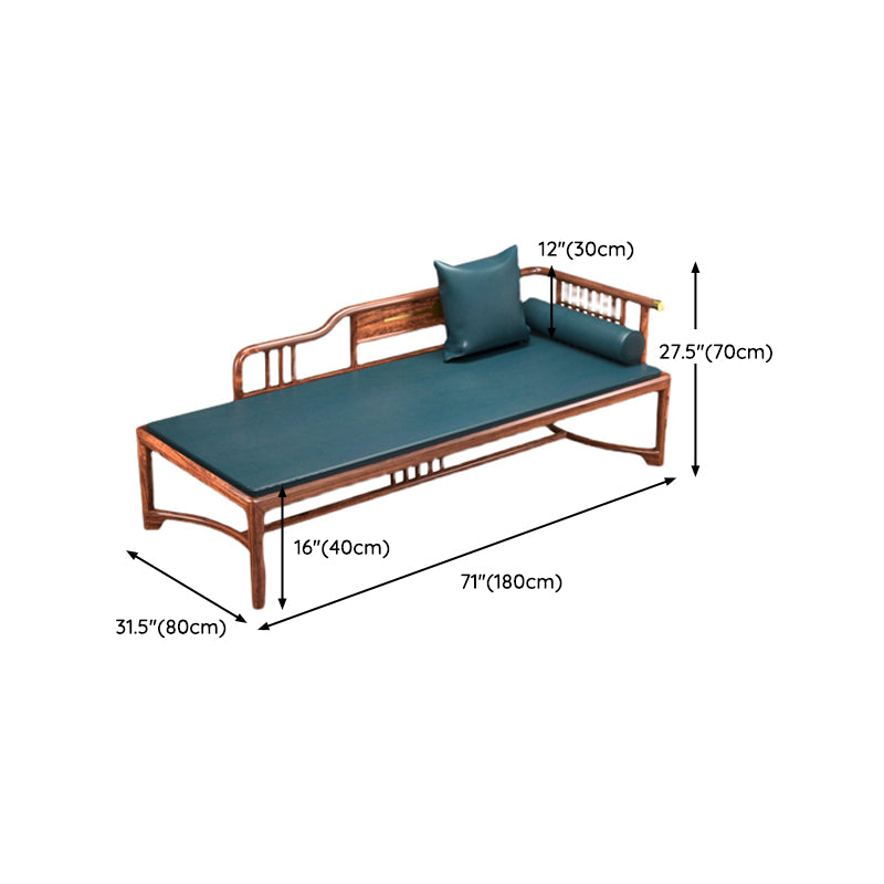 Living Room Chaise Rolled Arms Traditional Upholstered Chaise Lounge with Wooden Base