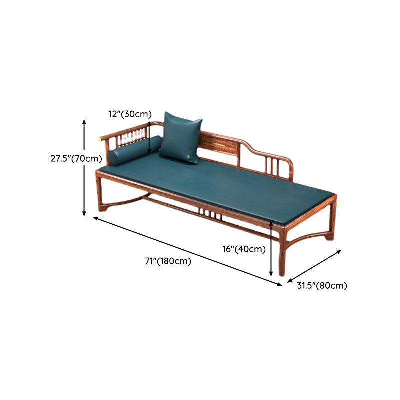 Living Room Chaise Rolled Arms Traditional Upholstered Chaise Lounge with Wooden Base