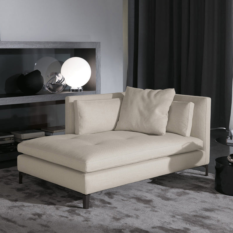 Living Room Chaise Square Arms Modern Chaise Lounge with Cotton Upholster