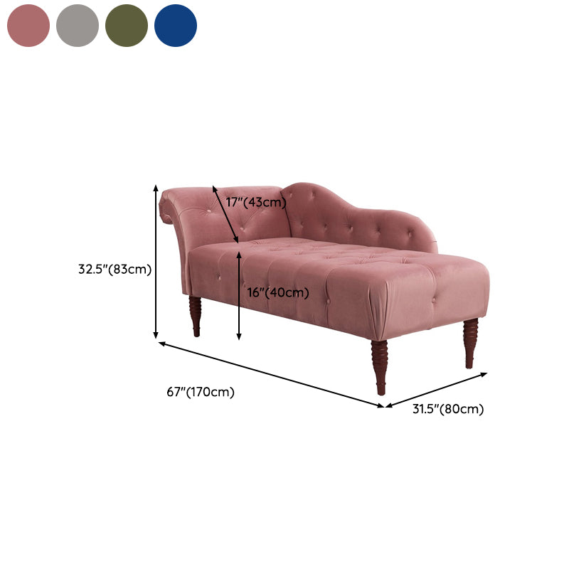 Living Room Rolled Arms Chaise Modern Style Velvet Upholstered Chaise