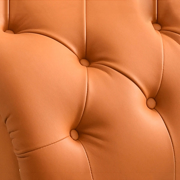 Glam Chaise Lounge Leather Chaise Lounge Sofa Metal Leg for Bedroom