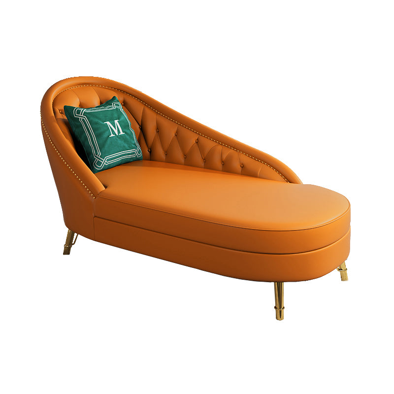 Living Room Chaise Rolled Arms Modern Chaise Lounge with Leather Upholster