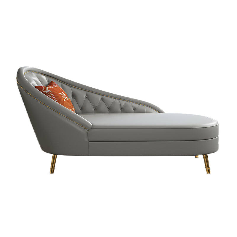Living Room Chaise Rolled Arms Modern Chaise Lounge with Leather Upholster