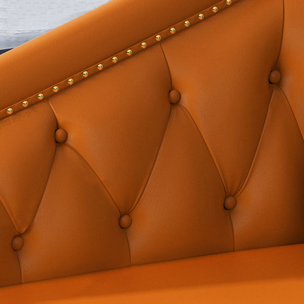 Living Room Chaise Rolled Arms Modern Chaise Lounge with Leather Upholster