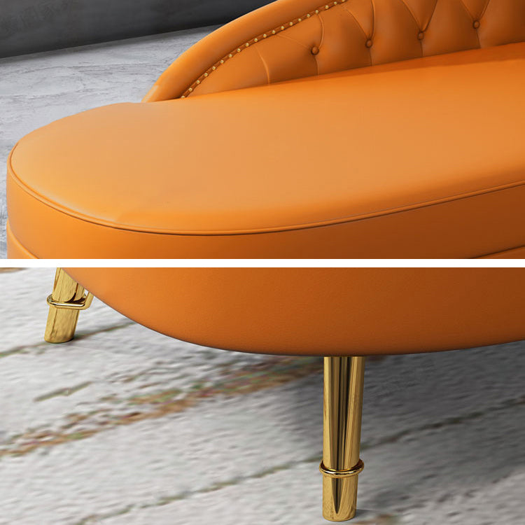 Living Room Chaise Rolled Arms Modern Chaise Lounge with Leather Upholster