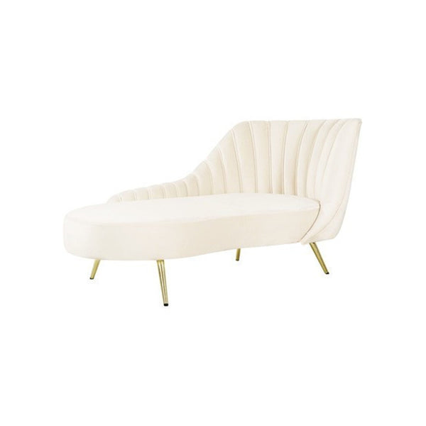 Glam Tufted Velvet Chaise Lounge with Reclining Channel Stitch Chaise for Living Room