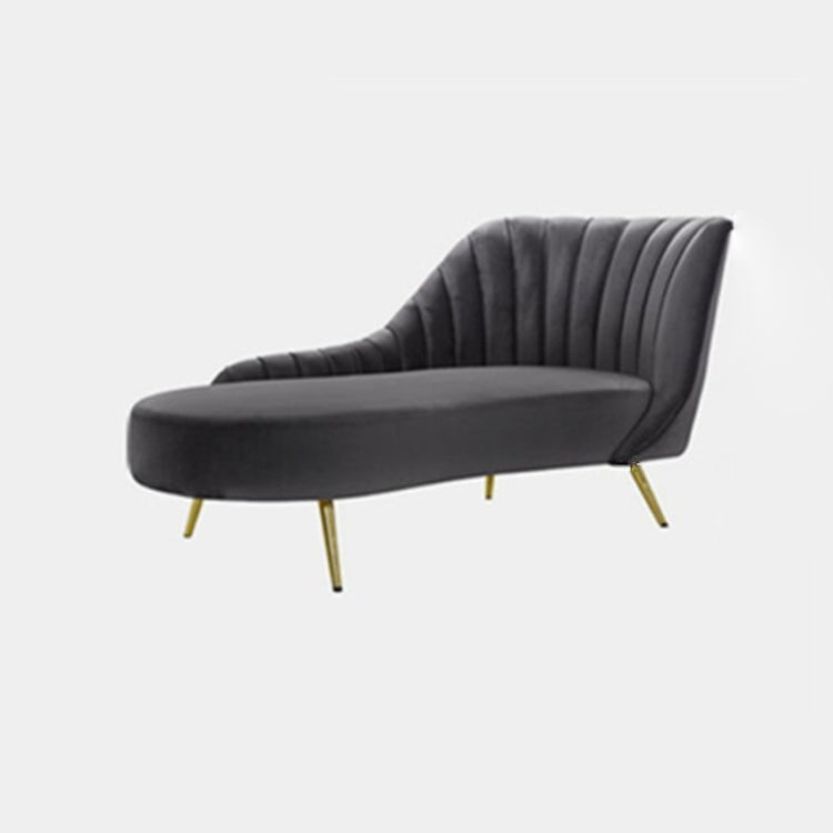 Glam Tufted Velvet Chaise Lounge with Reclining Channel Stitch Chaise for Living Room