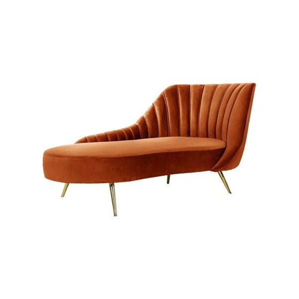 Glam Tufted Velvet Chaise Lounge with Reclining Channel Stitch Chaise for Living Room