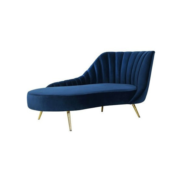 Glam Tufted Velvet Chaise Lounge with Reclining Channel Stitch Chaise for Living Room