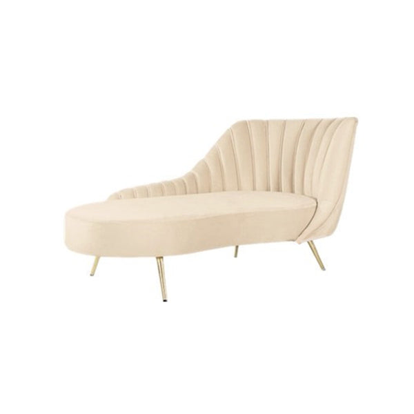 Glam Tufted Velvet Chaise Lounge with Reclining Channel Stitch Chaise for Living Room