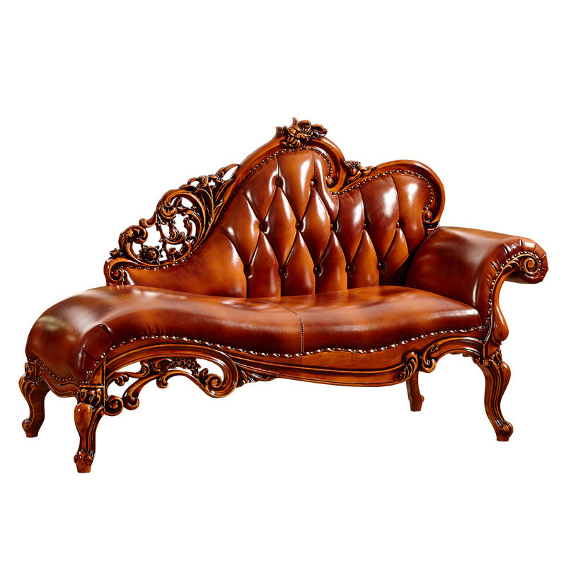 Glam Chaise Lounge Genuine Leather Chaise Lounge Sofa for Living Room