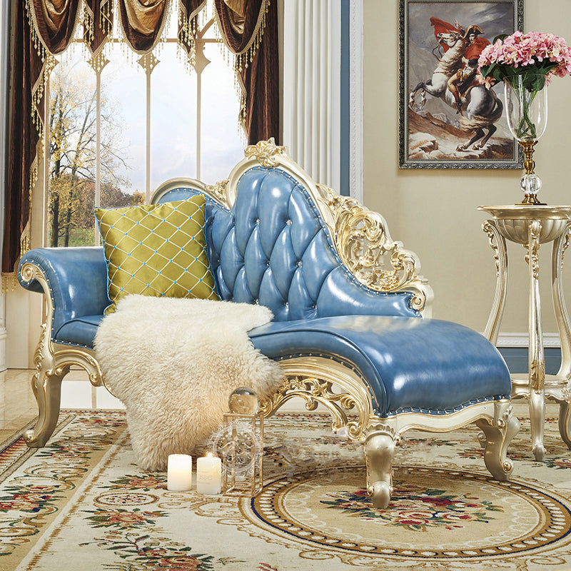 Glam Chaise Lounge Genuine Leather Chaise Lounge Sofa for Living Room