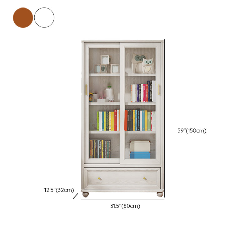 Glam Style Closed Back Bookshelf Standard Wooden Bookcase for Study Room