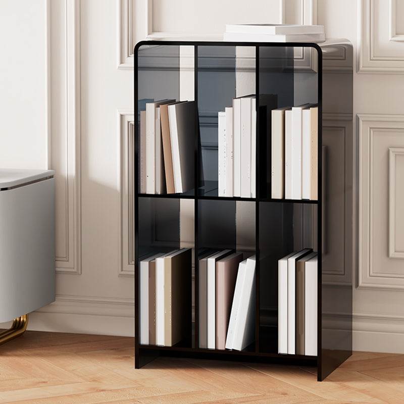 Modern Open Back Standard Bookshelf Acrylic Bookcase with Rectangular Shelves