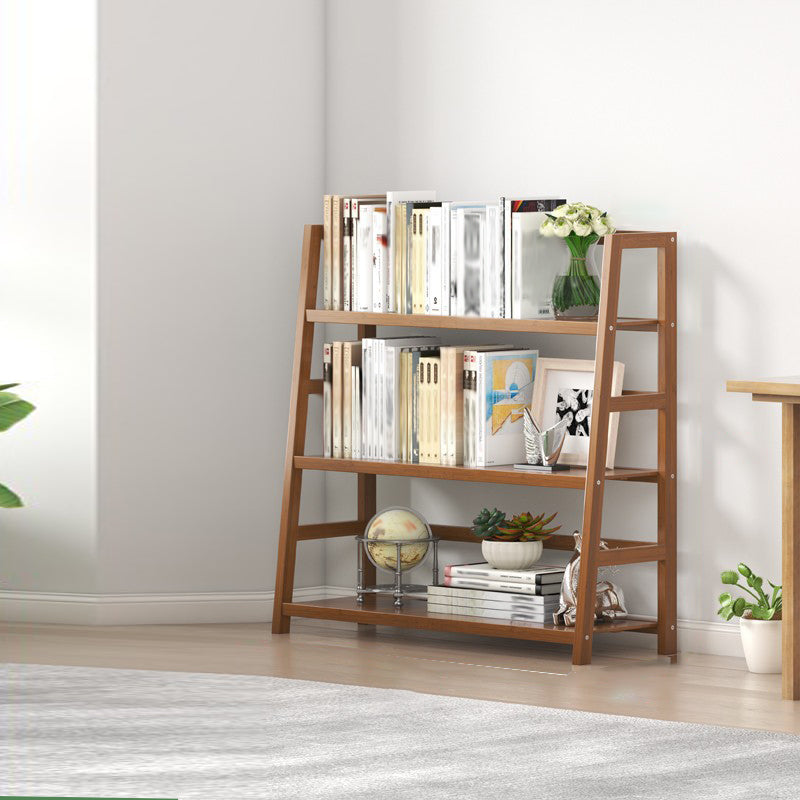 Modern Open Back Ladder Bookshelf Engineered Wood Bookcase with Shelves