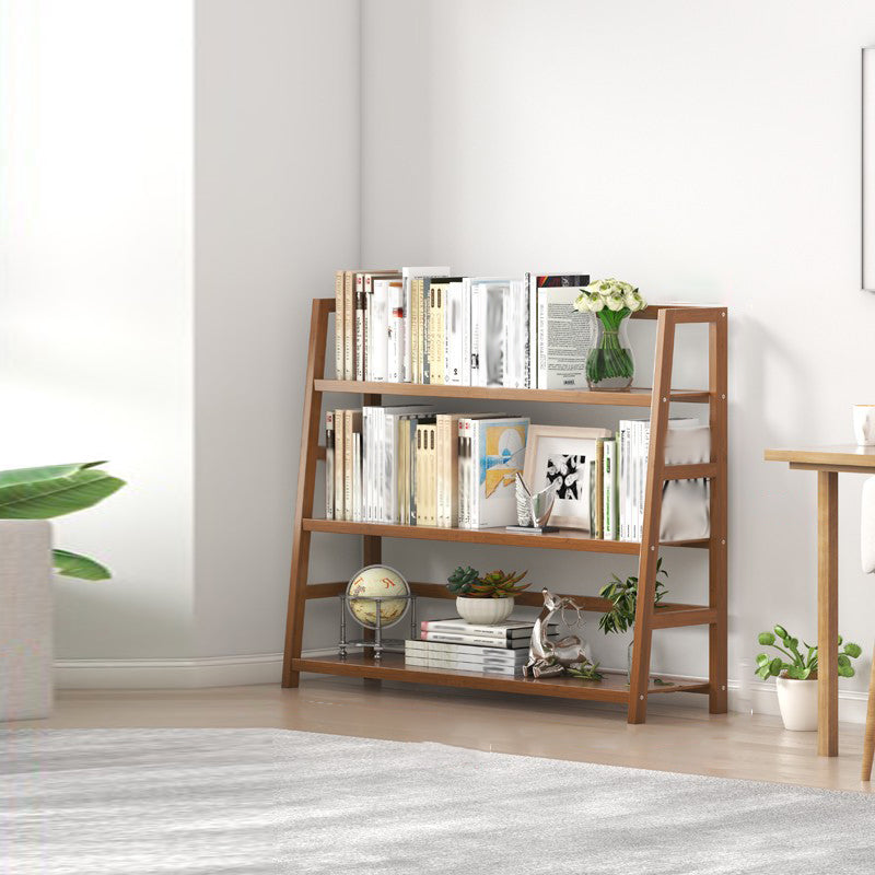 Modern Open Back Ladder Bookshelf Engineered Wood Bookcase with Shelves