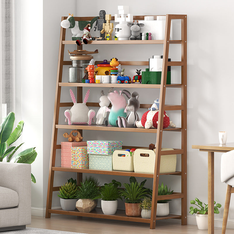 Modern Open Back Ladder Bookshelf Engineered Wood Bookcase with Shelves