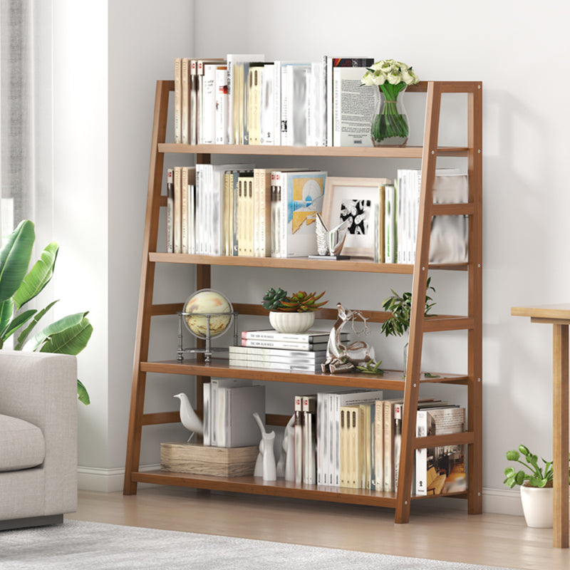 Modern Open Back Ladder Bookshelf Engineered Wood Bookcase with Shelves