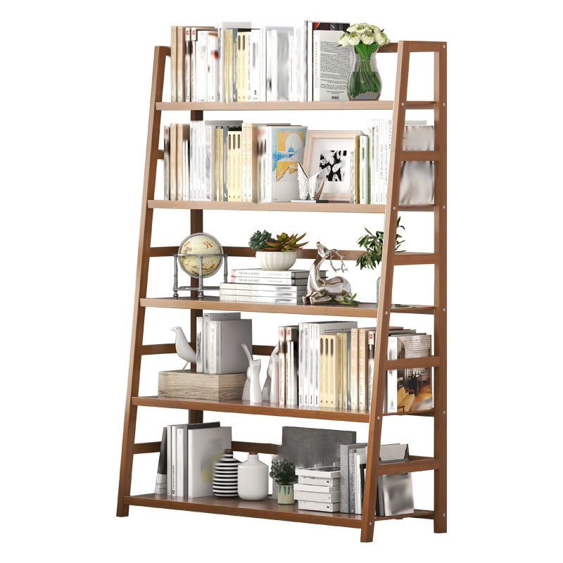 Modern Open Back Ladder Bookshelf Engineered Wood Bookcase with Shelves