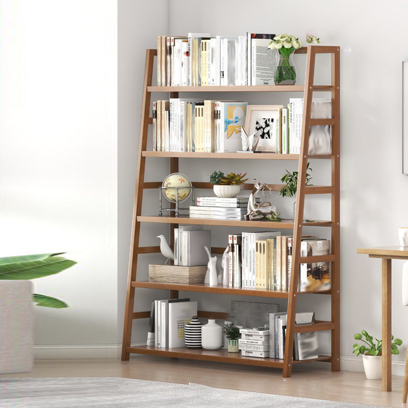 Modern Open Back Ladder Bookshelf Engineered Wood Bookcase with Shelves