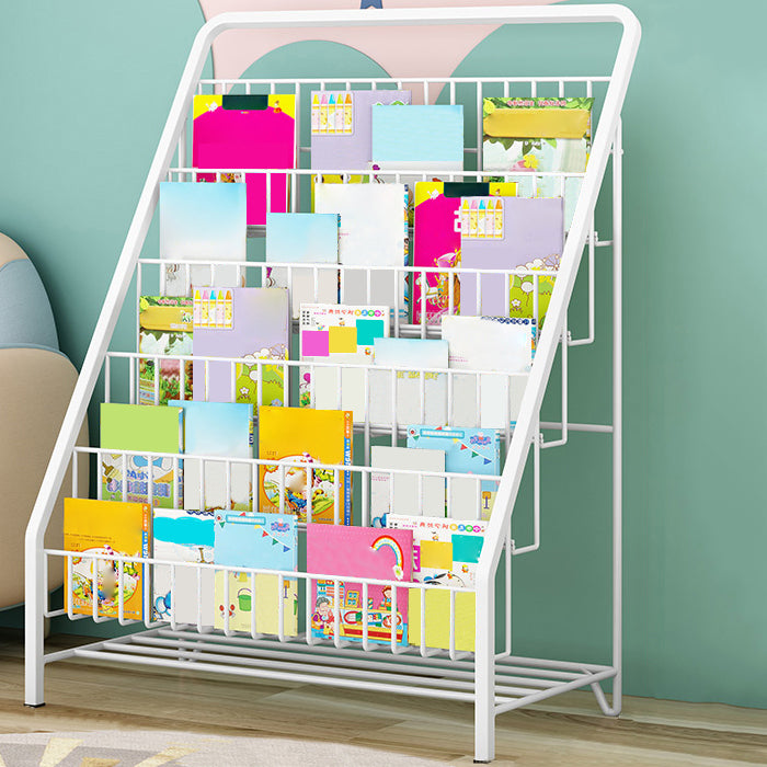 Modern Closed Back Ladder Bookshelf Metal Shelves Included Bookcase
