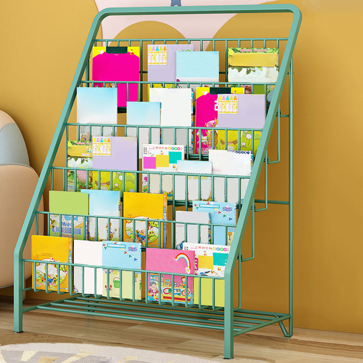 Modern Closed Back Ladder Bookshelf Metal Shelves Included Bookcase