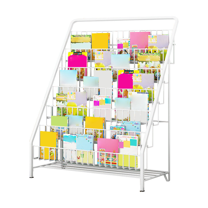 Modern Closed Back Ladder Bookshelf Metal Shelves Included Bookcase