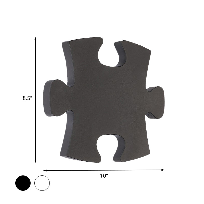 Acrylic Jigsaw Puzzle Wall Sconce Nordic LED Wall Mount Lighting in White/Black for Living Room, White/Warm Light