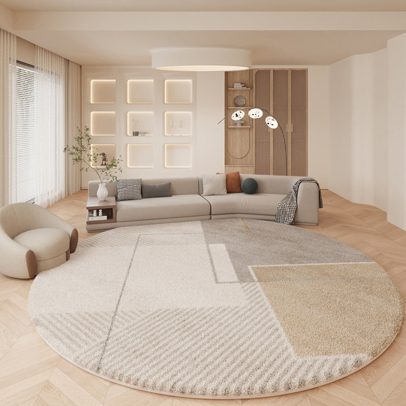 Nordic Beige Modern Rug Polyester Graphic Rug Stain Resistant Rug for Home Decor