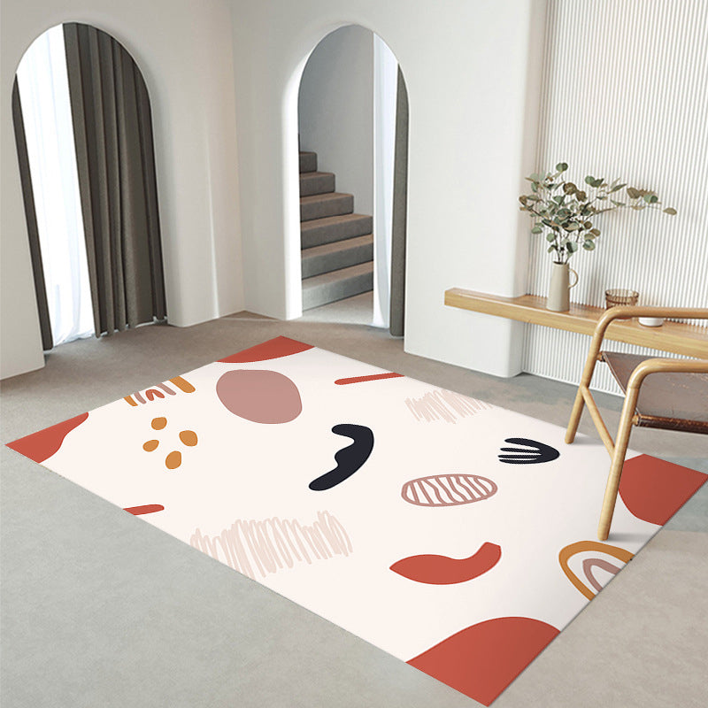 Nordic White Rug Polyester Color Piece Rug Tear Resistant Rug for Living Room